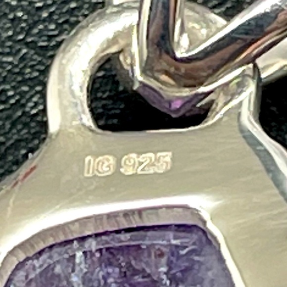 Real Druzy Amethyst NWT statement piece necklace pendant set in genuine silver - Picture 5 of 10